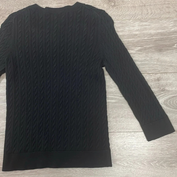 Talbots Cable Knit Crew Neck 3/4 Sleeve Black Sweater M - Picture 12 of 12